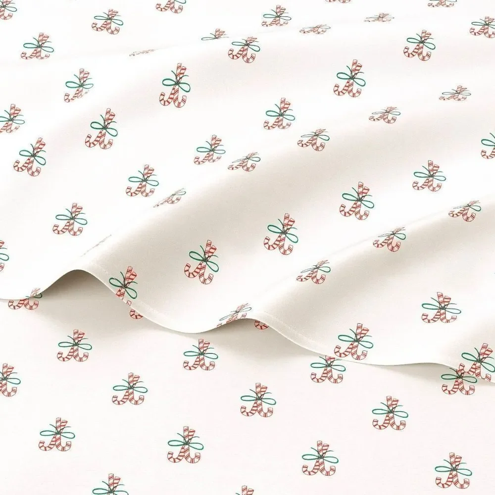 Full Christmas Holiday Cotton Sateen Sheet Set Candy Canes  Wondershop New